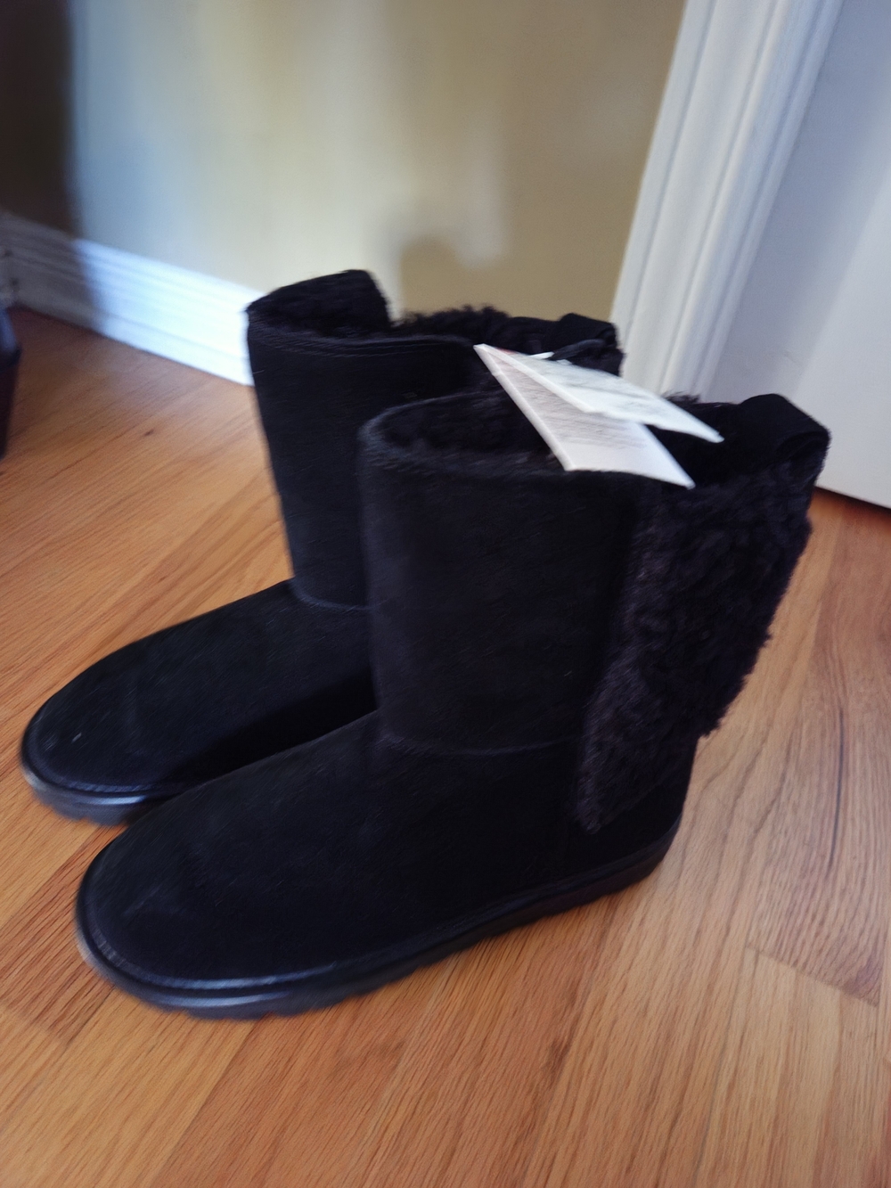 Zara Black Faux-Suede Fur-Lined Women's Ankle Boots